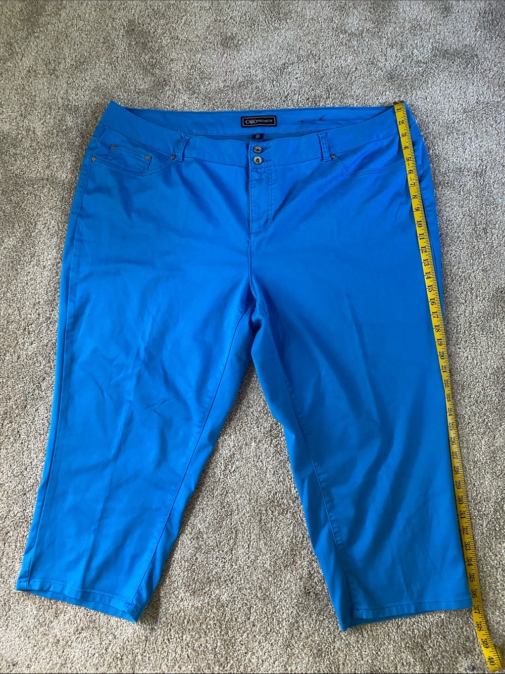 Cato Premium Plus size 24W Aqua Blue Summer Travel Capris Cotton Spandex Casual